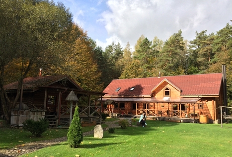 Sauna with cold water barrels
