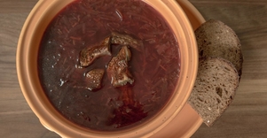 Lithuanian beetroot soup with Boletus